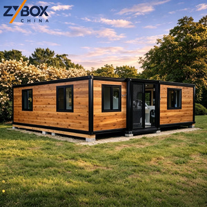 Casa Contenedor Expandible de 40 pies con Triple Ala, Acabado <span class=keywords><strong>en</strong></span> Madera de Nogal Oscuro, Villa Modular Prefabricada de 2 Dormitorios, Hogar Cálido - Product Image 2