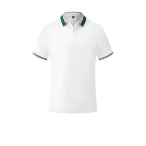 Polo homme été en coton respirant, couleur unie, manches courtes, col classique, décontracté, vêtement de travail personnalisable, bleu marine - Product Image 2