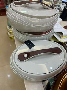 Ensemble de 3 boîtes de conservation ovales 4L 5L 6L avec poignée imitation bois, chauffe-plat isotherme, kit de cuisine moderne - Product Image 4