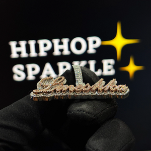 Pendentif personnalisé bicolore 2,2 pouces Or rose Or blanc Moissanite VVS Iced Out Collier Hip Hop Breloque Bijou - Product Image 3
