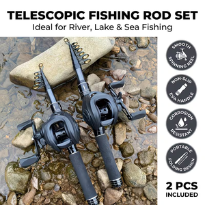 En stock aux États-Unis : Kit de pêche portable 70.87/94.49 pouces avec canne à action rapide et moulinet baitcaster pliable, pour la pêche en lac et en voyage - Product Image 6