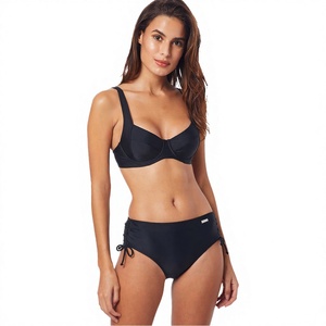 2026 Ensemble bikini 2 pièces côtelé uni sexy pour femme, avec haut licou à cordon réglable et string brésilien à nouer sur les côtés, écologique et à séchage rapide - Product Image 3