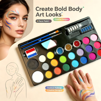 Kit de peinture corporelle en silicone facile à nettoyer pour enfants avec peigne à cheveux – à base d'eau pour les fêtes et les événements