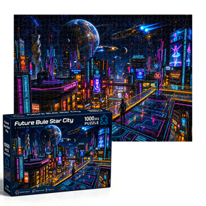 Puzzle 1000 pièces Future Blue Star City en carton, plastique et bois, encre de soja, ajustement parfait, jouet éducatif pour adultes et enfants, cadeau - Product Image 1