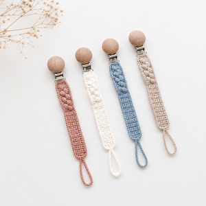 <span class=keywords><strong>Porta</strong></span> Chupetes <span class=keywords><strong>de</strong></span> Ganchillo Hecho a Mano para Bebés Recién Nacidos, Clip para Chupetes <span class=keywords><strong>de</strong></span> Algodón Orgánico, Regalo Neutral para Baby Shower Estilo Boho - Product Image 3