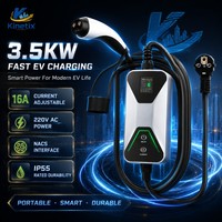 Nouveau chargeur EV portable Kinetix 3,5 kW 16 A NACS Niveau 2, courant réglable, 220 V, IP55, câble de 5 m pour voitures