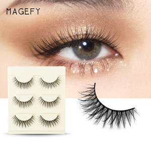 <span class=keywords><strong>Magefy</strong></span> – Faux cils en bande, naturellement fins et courbés, lot de 3 paires, prix d'usine en gros, kits de faux cils à marque privée - Product Image 1