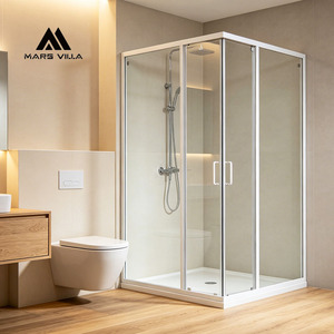 Mars Villa Mampara <span class=keywords><strong>de</strong></span> <span class=keywords><strong>Ducha</strong></span> y Bañera Personalizada CE SGCC, Longitud 32/30/36 pulgadas, 8-10mm, con Bandeja Súper Transparente, Fabricación Completa - Product Image 4