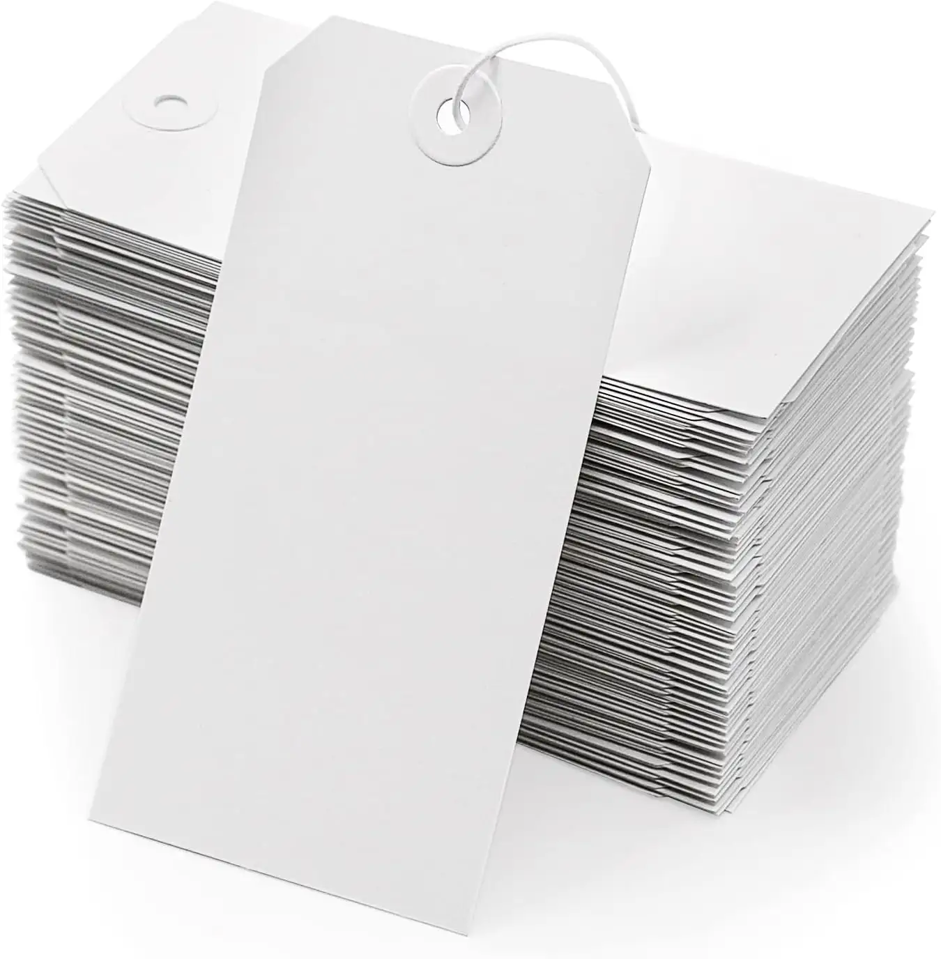 Etiquetas de envio em branco branco reciclável, etiquetas de papel para pendurar, etiquetas de linha de cartolina com marcação de buracos sólidos, com inventário adicional