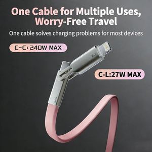 240W 5A USB-C to USB-C Flat Silicone Cable, 2-in-1 Charging & Data Sync <b>for</b> Laptop, Phone & Tablet - Product Image 5