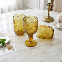 Lot de Gobelets en Verre Pressé Vintage Motif Étoile de Mer, Sans Plomb, Capacité 300ml, Écologiques, pour Vin et Boissons