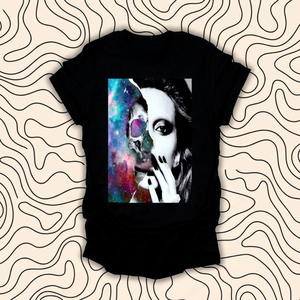 Camiseta negra estilo Punk con estampado de calavera y galaxia para mujer y hombre, ropa informal Unisex, camisetas de moda para las cuatro estaciones - Product Image 1