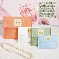 Pochette en jute colorée avec étiquette en tissu personnalisée, sac à poussière pour bijoux et cosmétiques en jute