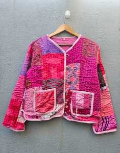 Abrigo Casual de Invierno para Mujer, 100% Algodón con Parches Hechos a Mano, Acolchado, Manga Larga, Estampado Floral, Cierre de Cinturón, Suave y de Secado Rápido - Product Image 1