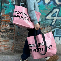 Sac fourre-tout en polypropylène laminé grande capacité, réutilisable, avec logo personnalisé, imperméable, pour courses, en gros