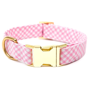 Kerah Anjing Gingham Terlaris 2020, Kerah Anjing Lembut dengan Gesper Logam Emas dan Tali Yang Serasi - Product Image 5