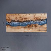 Table en bois d'érable burl avec résine époxy bleue - Table de bureau et de salle à manger à bord vif avec design artistique de rivière