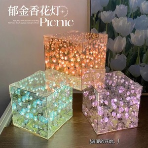 Rubiks <b>Cube</b> Tulip Night <b>Light</b> Square Led Color Changing Tap Control Usb Powered For Gift Birthday Decoration - Product Image 2