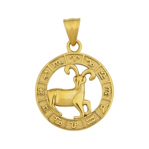 Colgante de Acero Inoxidable con Logotipo Personalizado, Serie Religiosa, Diseño Clásico y Sencillo, Signo Zodiacal Oveja, Bañado en Oro de 24K, Aries - Product Image 6