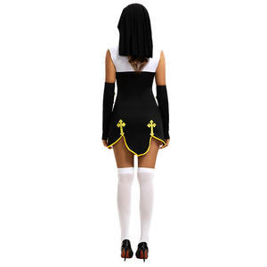 Costume d'Halloween sexy gothique noir et blanc de religieuse, uniforme de cosplay pour adulte, inspiré de la télévision et du cinéma - Product Image 5