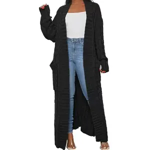कम moq सादे बुना हुआ लंबी आस्तीन सर्दियों स्वेटर आकस्मिक स्वेटर कार्डिगन लंबे कोट कस्टम महिलाओं sweatshirt