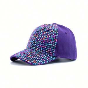 Casquette de baseball unisexe rose en strass scintillants, personnalisable, sportive, 100 % coton, vente en gros - Product Image 3