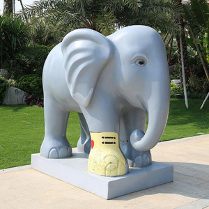 Sculpture d'éléphant en résine artistique, décoration de jardin extérieure, figurine animale faite à la main, à poser au sol - Product Image 3