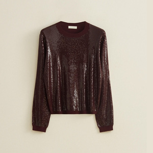 <span class=keywords><strong>Top</strong></span> a Strati <span class=keywords><strong>con</strong></span> Paillettes e Glitter Personalizzato OEM per Donna |   Camicetta Aderente a Maniche Lunghe <span class=keywords><strong>con</strong></span> Dettagli in Paillettes per un Glamour Quotidiano Facile - Product Image 4
