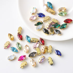 Vente <span class=keywords><strong>en</strong></span> gros 6*12mm or griffe Marquise Zircon strass Hot Fix coudre sur strass pour bricolage à la main couture vêtements accessoires - Product Image 1