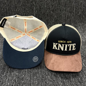 Casquette <span class=keywords><strong>de</strong></span> camionneur en suè<span class=keywords><strong>de</strong></span> et maille unie, design personnalisé avec étiquette suspendue, haute qualité, vente en gros, pour sports <span class=keywords><strong>de</strong></span> plein air, mode urbaine, casquette <span class=keywords><strong>de</strong></span> sport rayée - Product Image 5