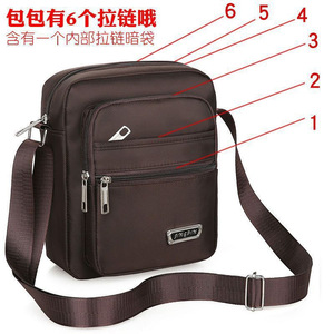 Men's Crossbody Bag Oxford Cloth Waterproof Small Size Multi Zipper Business Travel Shoulder Bag - Product Image 3