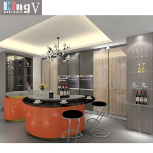 KINGV Mobili da Cucina Laccati di Lusso con <span class=keywords><strong>Isola</strong></span> Curva, Design 3D Gratuito, Cucina Modulare Personalizzata - Product Image 5