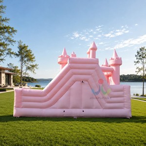 Château Gonflable Rose Sec et Humide avec Toboggan et Trampoline, Idéal pour Mariages et Fêtes, Équipement de Location pour Adultes et Enfants - Product Image 4