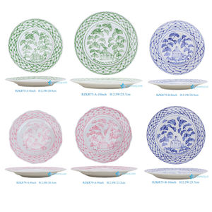 RZKR75-A-8inch-10inch de vaisselle en céramique verte <span class=keywords><strong>et</strong></span> blanche peinte à la main de haute qualité - Product Image 3
