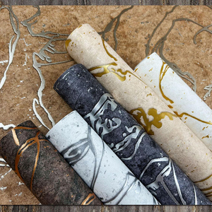 2023 Guangzhou <span class=keywords><strong>ihouse</strong></span> Venta caliente precio barato papel tapiz de diseño de mármol dorado y plateado - Product Image 1