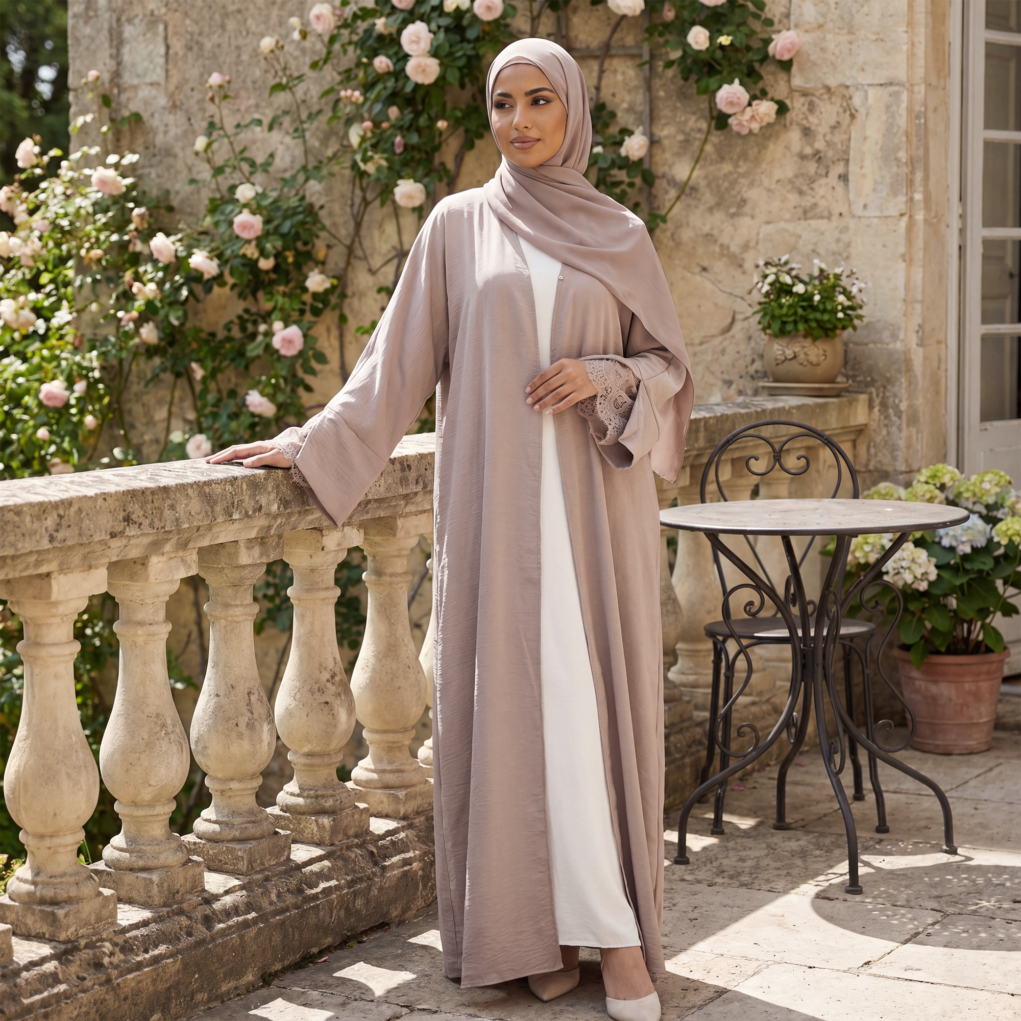 beige abaya dress REEMA ABAYA SAND  DEMURE HIJABS