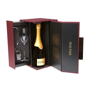 2022 Groothandel Luxe Custom Sublimatie Magnum Kartonnen Rode Wijn Gift Set Fles Papier Verpakking Doos Met Logo Voor Wijn