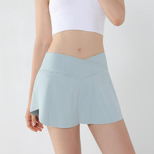 Benutzer definiertes Logo Elastic Golf Gym Sport 2 in 1 Taschen Shorts Rock Crossover V Taille Sportswear Plissee Tennis röcke für Frauen - Product Image 3