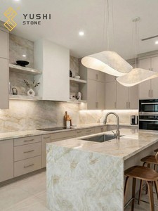 Encimera de Cocina Personalizable de Cuarcita Taj Mahal Gris Cremoso YUSHI, Encimera de Cuarcita Naica para Decoración de Interiores de Hoteles y Villas - Product Image 4