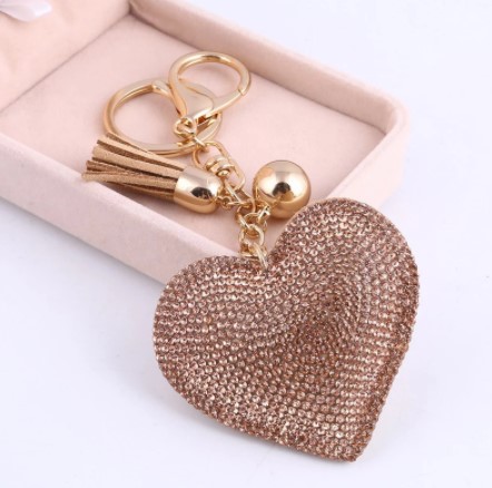 Heart Keychain Leather Tassel Key Holder Metal Crystal Key Chain Keyring Charm Bag Auto Pendant Gift Wholesale Price