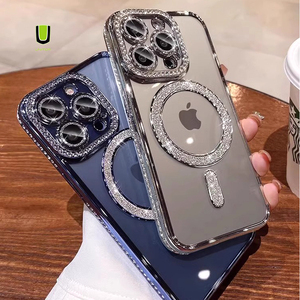 <span class=keywords><strong>Bling</strong></span> Máy Ảnh Khung Ống Kính Bảo Vệ Kim Cương Từ Trường Hợp Điện Thoại Sang Trọng Điện Thoại Bao Gồm Cho <span class=keywords><strong>Iphone</strong></span> 12 13 15 16 Trường Hợp - Product Image 1