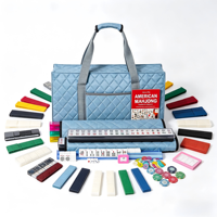 Ensemble de Mahjong de luxe moderne pour débutants, 166 tuiles, sac de transport en plastique et toile, jeu de Mahjong américain portable