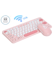 Macaron Keyboard Mini 78 tombol, papan ketik dan Mouse nirkabel 2.4G untuk Android IOS MAC Win