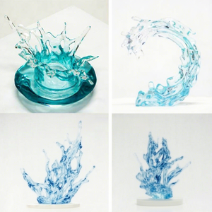Sculpture abstraite transparente en résine, style vague, moderne et haut de gamme, pour l'art de sol créatif, idéale pour les bureaux de vente, les entrées et les salles d'exposition. - Product Image 3