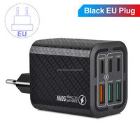 Cargador de 6 Puertos, 3 USB-A y 3 Puertos PD, Carga Rápida Universal para Teléfonos, Auriculares y Más, Enchufes Intercambiables EU/US/UK/KR