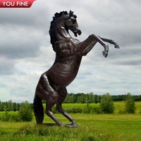 Sculpture de cheval en bronze grandeur nature YOUFINE, statue de chevalier en métal pour l'extérieur, entrée de villa et décoration de jardin