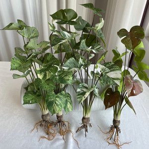 Suzume Ii - Planta Artificial de Plástico Monstera Deliciosa de 12 Cabezas, 55 cm, Roja y Verde, Decoración de Interiores para el Hogar, Bonsái - Product Image 2