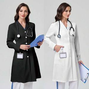 Uniformes d'infirmière élégants pour femmes, blancs, à manches longues, en tissu sergé, détection par aiguille, polyester/coton, pour hôpital et salon de beauté - Product Image 3