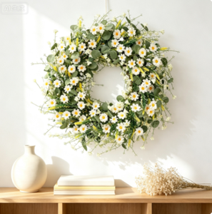 Corona de Eucalipto y Margaritas al por Mayor, Decoración Floral Colgante para Puerta Principal, Jardín, Boda, Despedida de Soltera, Fuga de Novios, Decoración para Fiestas en Casa - Product Image 5