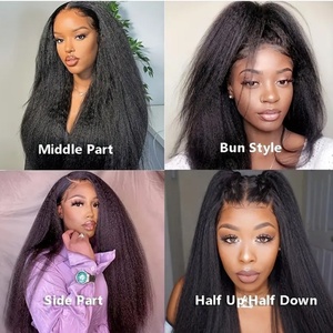 วิกผมตรงแบบ Afro Yaki ขายส่ง <span class=keywords><strong>ผม</strong></span>แท้บราซิล Remy Virgin แบบหยิกตรง วิกผมหน้าผากลูกไม้แบบเต็มศีรษะ 13x4 360 HD สำหรับผู้หญิงผิว<span class=keywords><strong>สี</strong></span> - Product Image 5